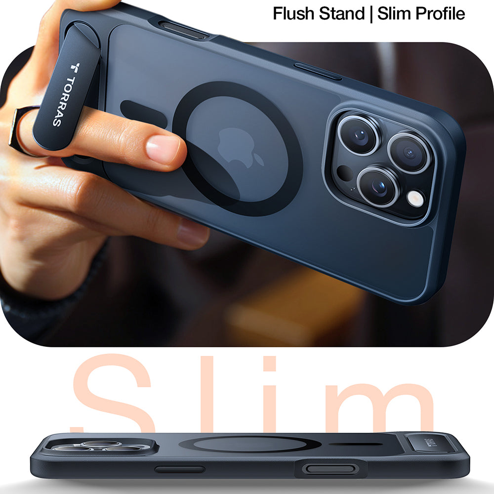 Pouzdro MagSafe pro Apple iPhone 16 Pro Max, Torras, Pstand, Černá