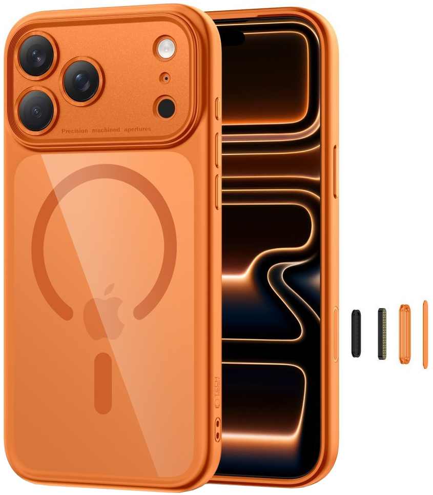 Pouzdro MagSafe pro Apple iPhone 17 Pro, Tech-Protect, MagPeak, Oranžové