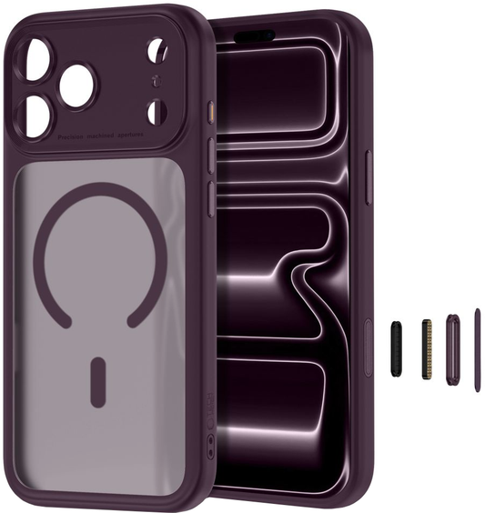 MagSafe pouzdro pro Apple iPhone 18 Pro / 17 Pro, Tech-Protect, MagPeak CC, Matná vínová