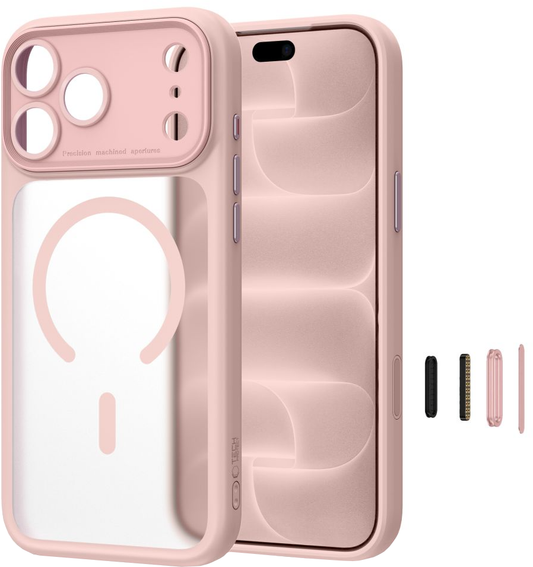 Pouzdro MagSafe pro Apple iPhone 18 Pro / 17 Pro, Tech-Protect, MagPeak CC, matně růžové