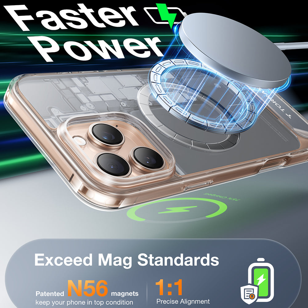 Pouzdro MagSafe pro Apple iPhone 16 Pro Max, Torras, Pstand, Transparentní