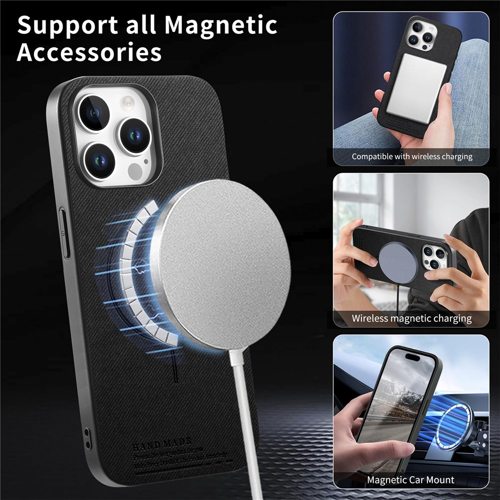 MagSafe pouzdro pro Apple iPhone 16 Pro Max, OEM, látkové, černé