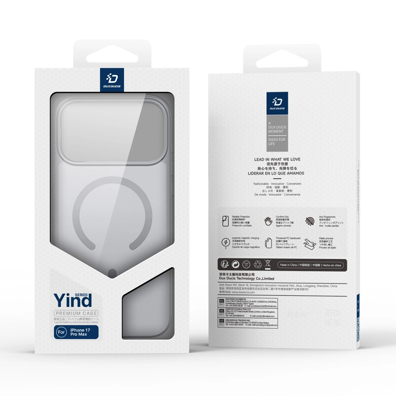 Pouzdro MagSafe pro Apple iPhone 17 Pro Max, DUX DUCIS, Yind, Šedé