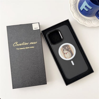 MagSafe pouzdro pro Apple iPhone 15 Pro, OEM, kulatý displej Smart E-Ink, černé