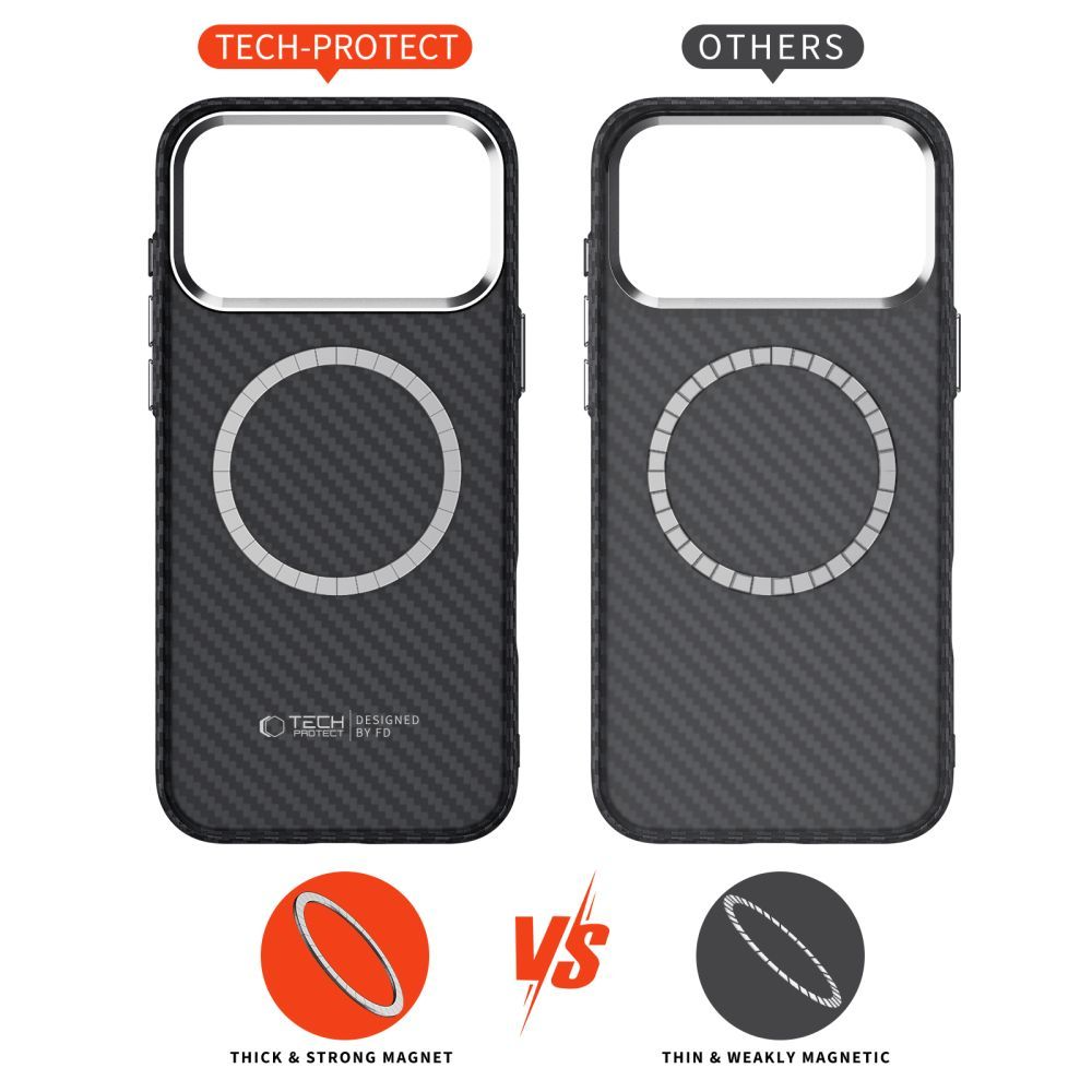 Pouzdro MagSafe pro Apple iPhone 17 Pro Max, Tech-Protect, Ion Carbon, Černá