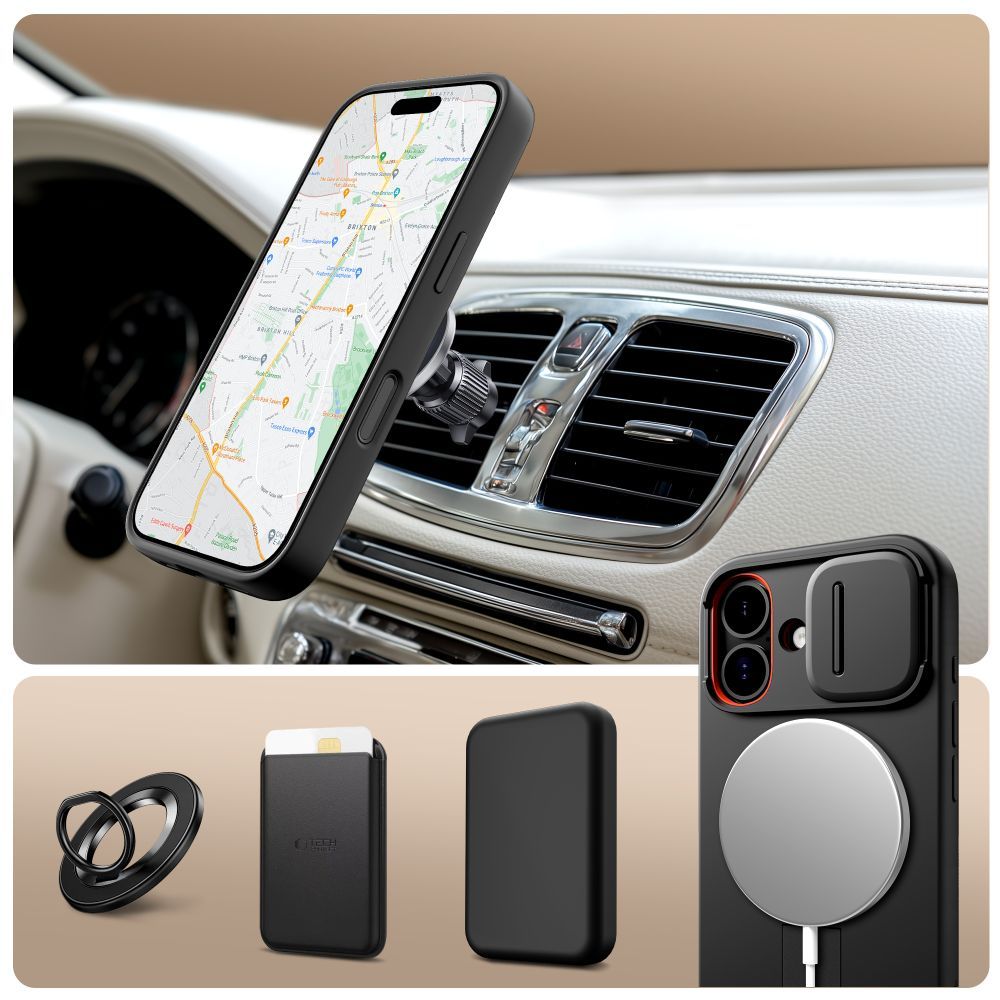 Pouzdro MagSafe pro Apple iPhone 17, Tech-Protect, Kevlar Aura, Černá