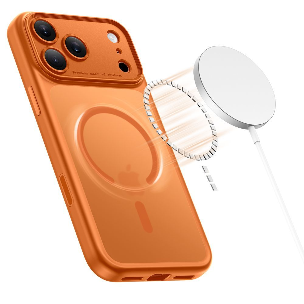 Pouzdro MagSafe pro Apple iPhone 17 Pro, Tech-Protect, MagPeak, Matně oranžová