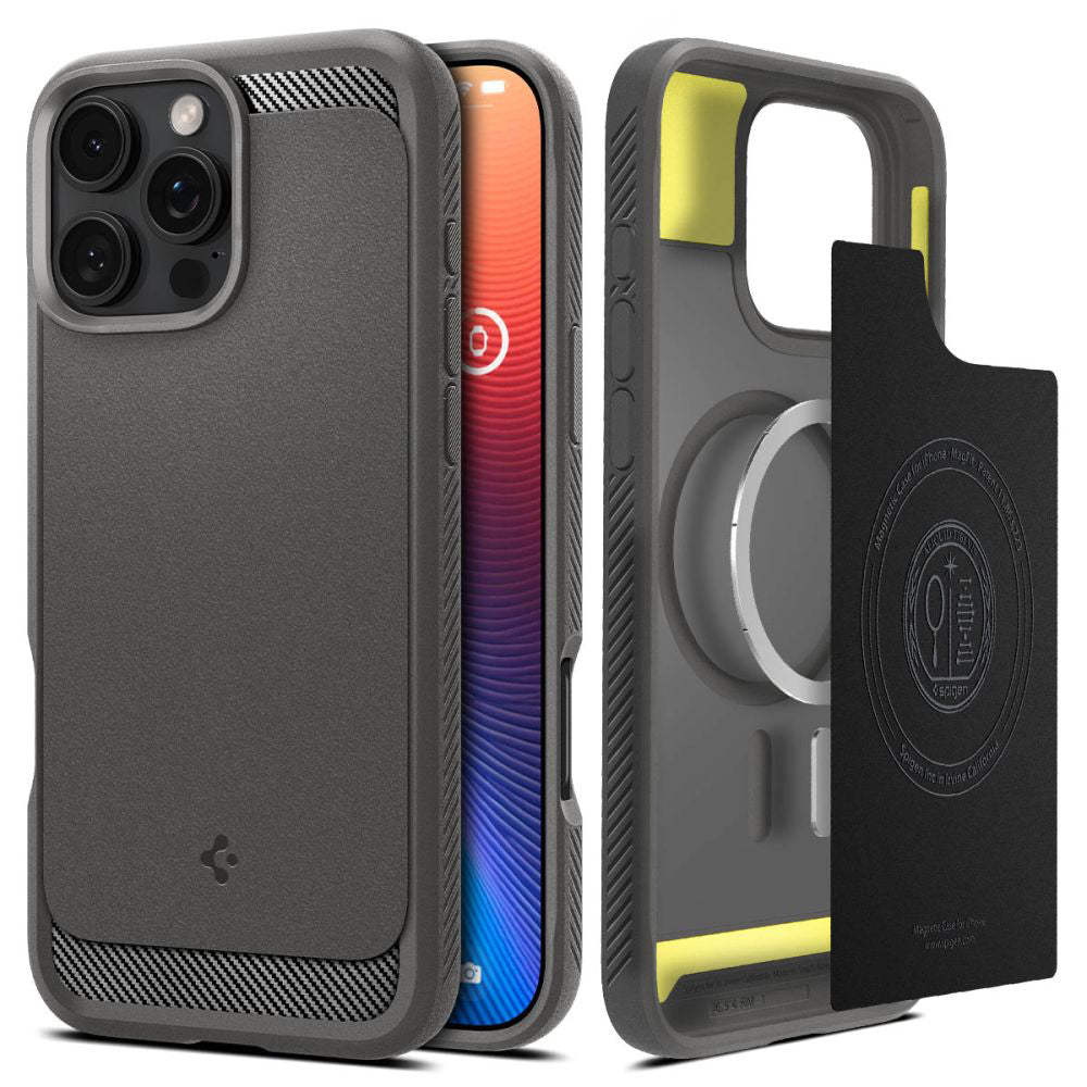 Pouzdro MagSafe pro Apple iPhone 16 Pro Max, Spigen, Rugged Armor, šedé ACS07987 