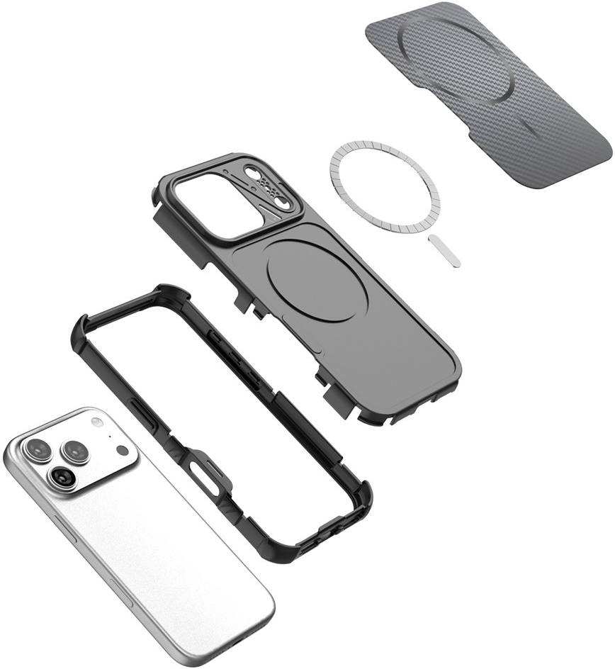 MagSafe pouzdro pro Apple iPhone 18 Pro Max / 17 Pro Max, OEM, uhlíkové a ochrana rohů, černá