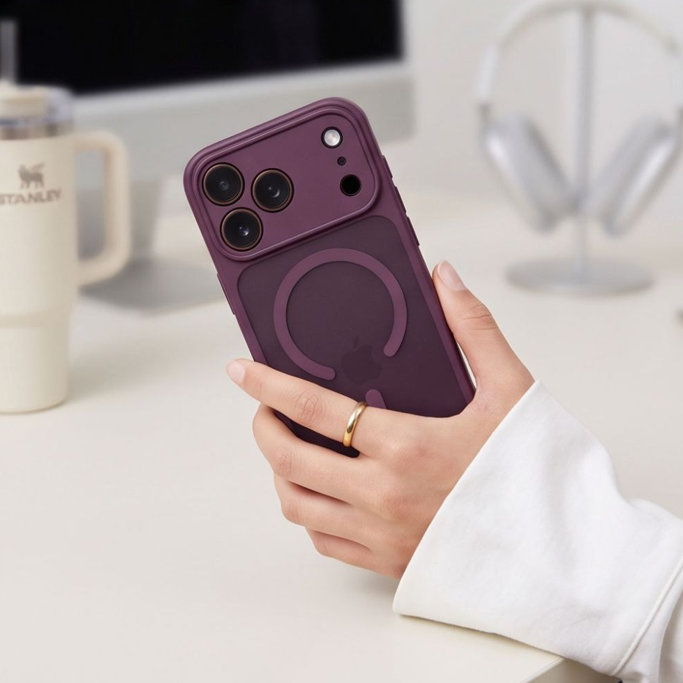 MagSafe pouzdro pro Apple iPhone 18 Pro / 17 Pro, Tech-Protect, BasicMag, Matná vínová