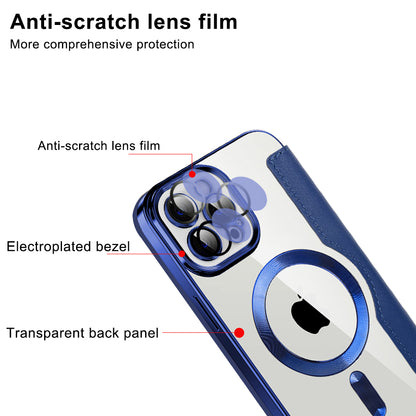 MagSafe Case for Apple iPhone 11 Pro Max, Techsuit, SmartMag Book, Brown