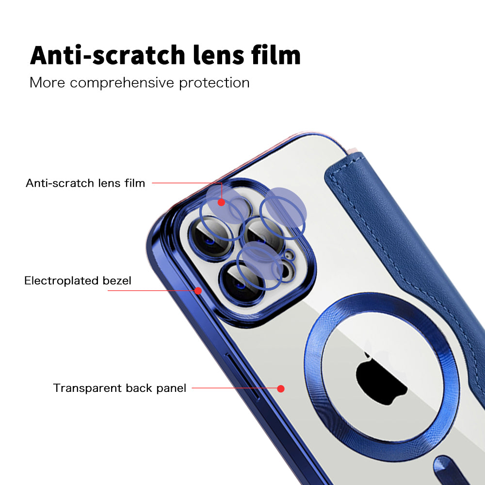 MagSafe Case for Apple iPhone 12 Pro Max, Techsuit, SmartMag Book, Blue