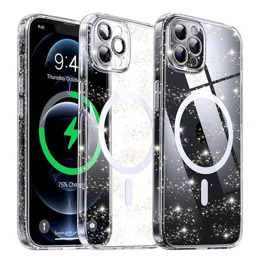 MagSafe pouzdro pro Apple iPhone 12 Pro Max, Techsuit, SparkleSkin, Průhledné