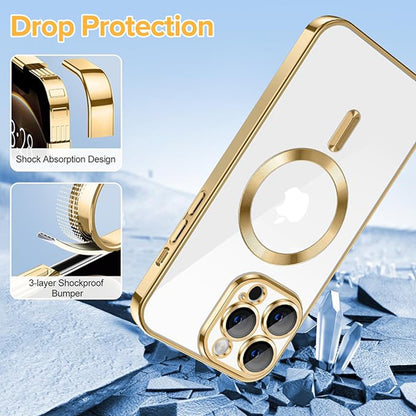 MagSafe pouzdro pro Apple iPhone 12 Pro, Techsuit, Luxury Crystal, Zlaté