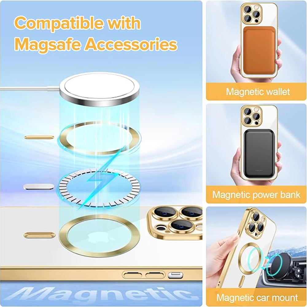 MagSafe pouzdro pro Apple iPhone 12 Pro, Techsuit, Luxury Crystal, Zlaté
