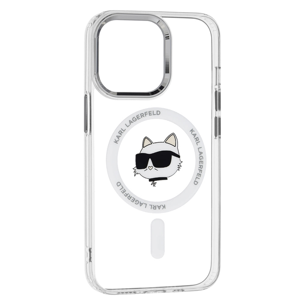 MagSafe Case for Apple iPhone 13 Pro, Karl Lagerfeld, IML Metal Choupette's Head, White