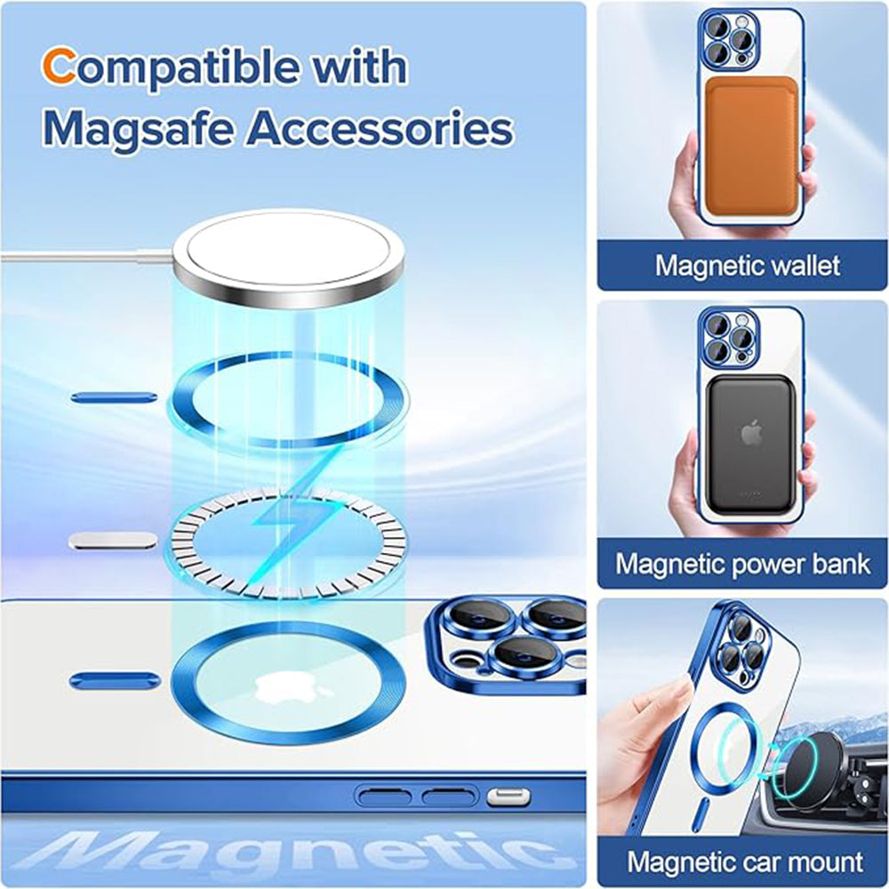 MagSafe pouzdro pro Apple iPhone 13 Pro Max, Techsuit, Luxury Crystal, Tmavě modrá