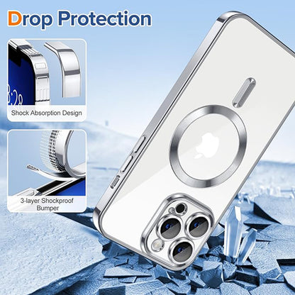 MagSafe pouzdro pro Apple iPhone 13 Pro Max, Techsuit, Luxury Crystal, Stříbrné
