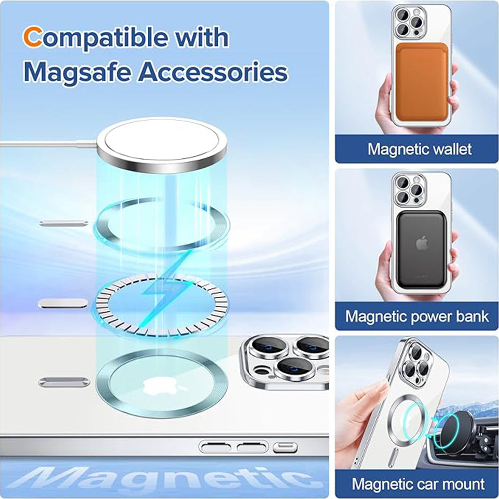 MagSafe pouzdro pro Apple iPhone 13 Pro Max, Techsuit, Luxury Crystal, Stříbrné