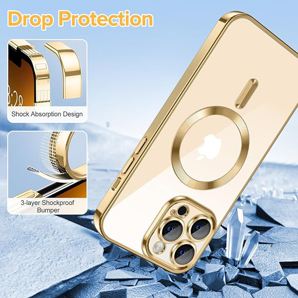 MagSafe pouzdro pro Apple iPhone 13 Pro Max, Techsuit, Luxury Crystal, Zlaté
