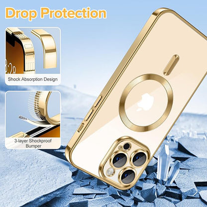 MagSafe pouzdro pro Apple iPhone 13 Pro Max, Techsuit, Luxury Crystal, Zlaté