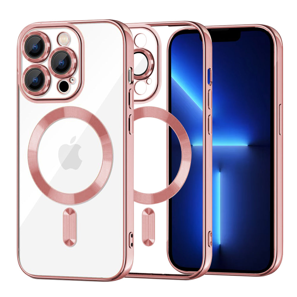 MagSafe pouzdro pro Apple iPhone 13 Pro Max, Techsuit, Luxury Crystal, Růžové