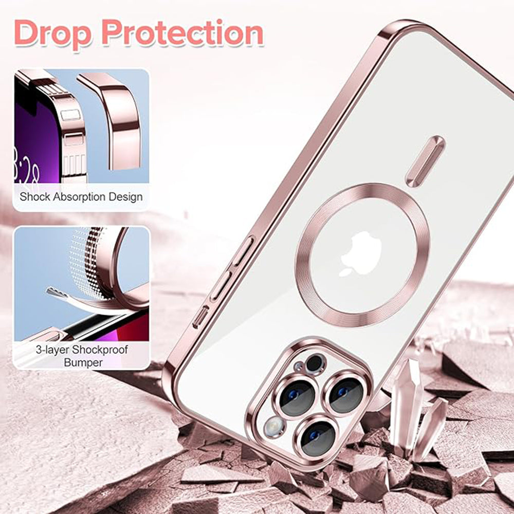 MagSafe pouzdro pro Apple iPhone 13 Pro Max, Techsuit, Luxury Crystal, Růžové