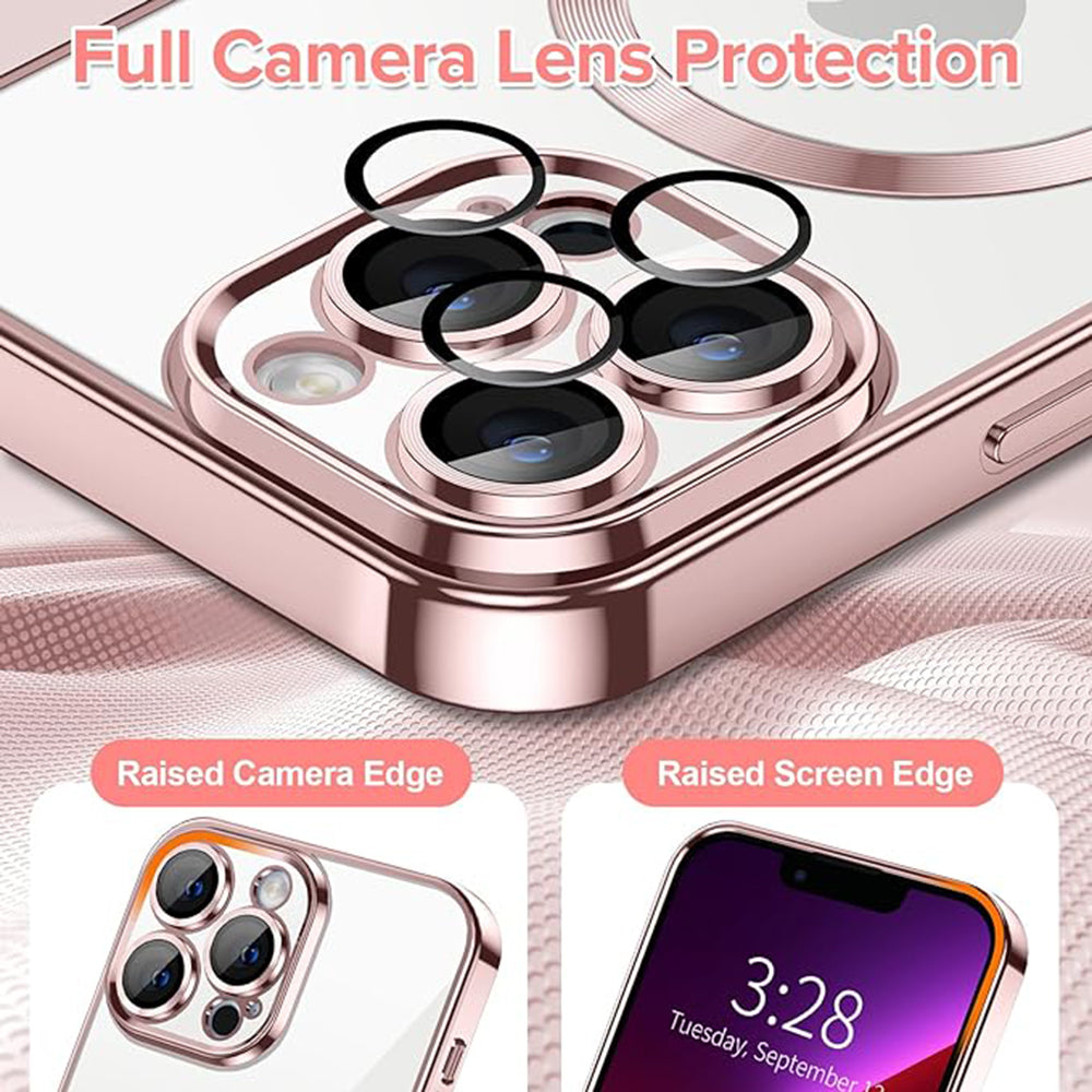 MagSafe pouzdro pro Apple iPhone 13 Pro Max, Techsuit, Luxury Crystal, Růžové