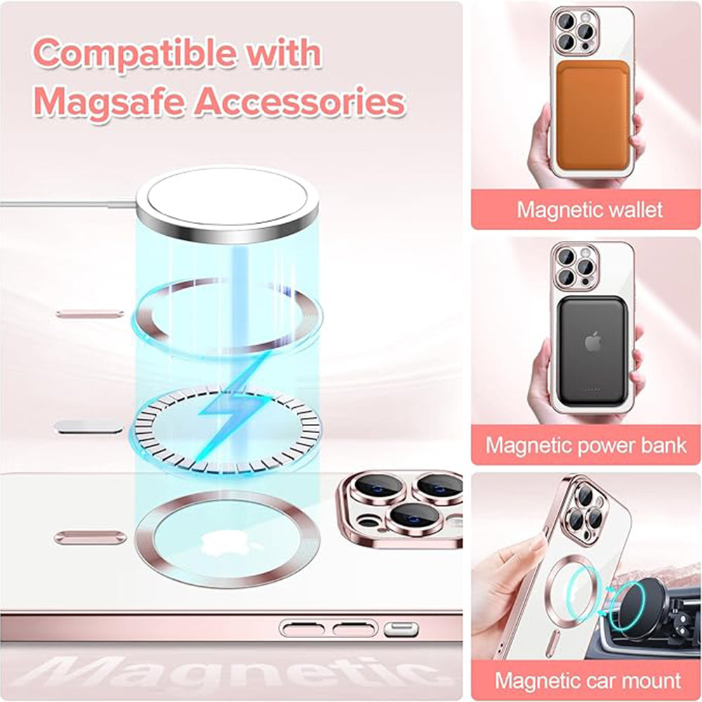 MagSafe pouzdro pro Apple iPhone 13 Pro Max, Techsuit, Luxury Crystal, Růžové