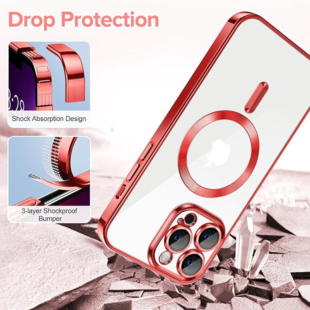 MagSafe pouzdro pro Apple iPhone 13 Pro, Techsuit, Luxury Crystal, červené