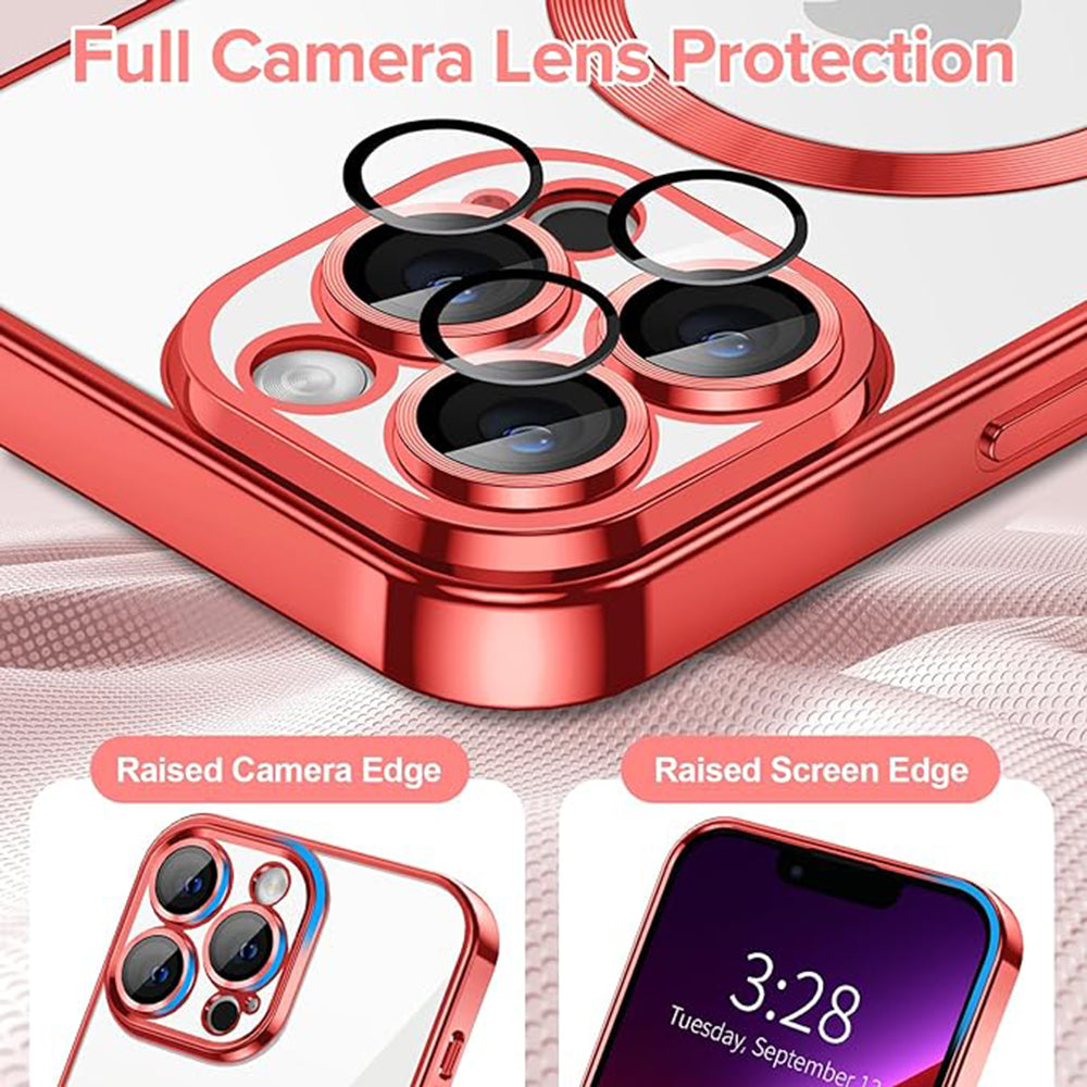 MagSafe pouzdro pro Apple iPhone 13 Pro, Techsuit, Luxury Crystal, červené