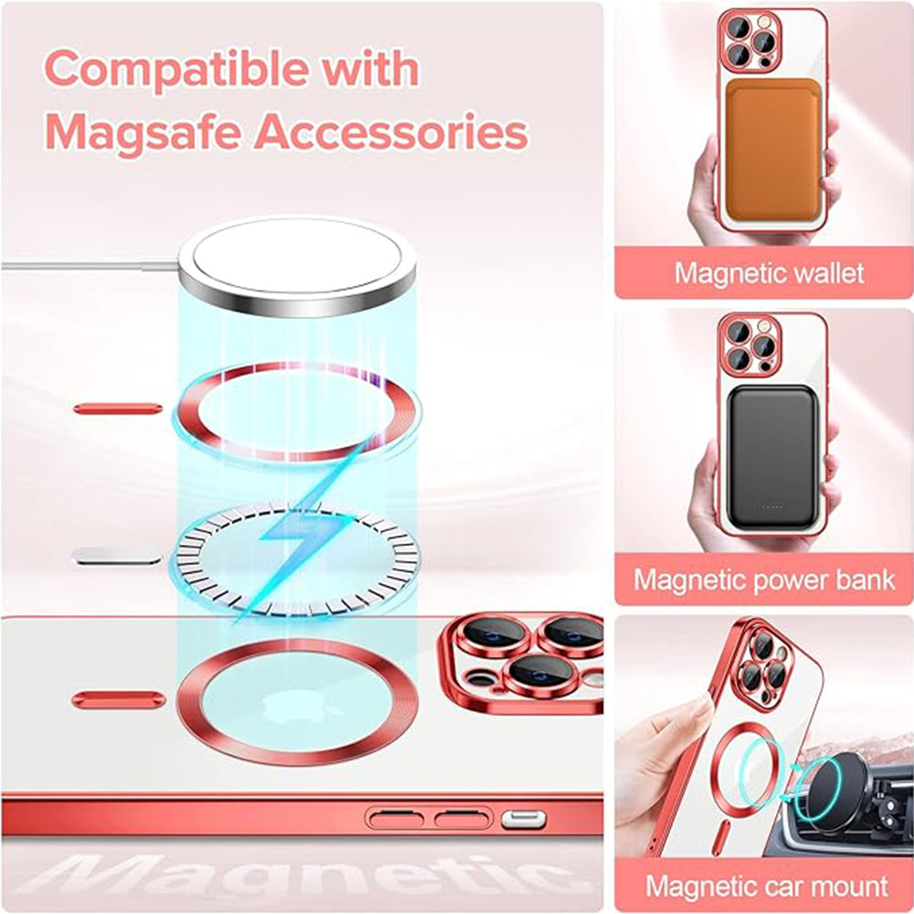 MagSafe pouzdro pro Apple iPhone 13 Pro, Techsuit, Luxury Crystal, červené