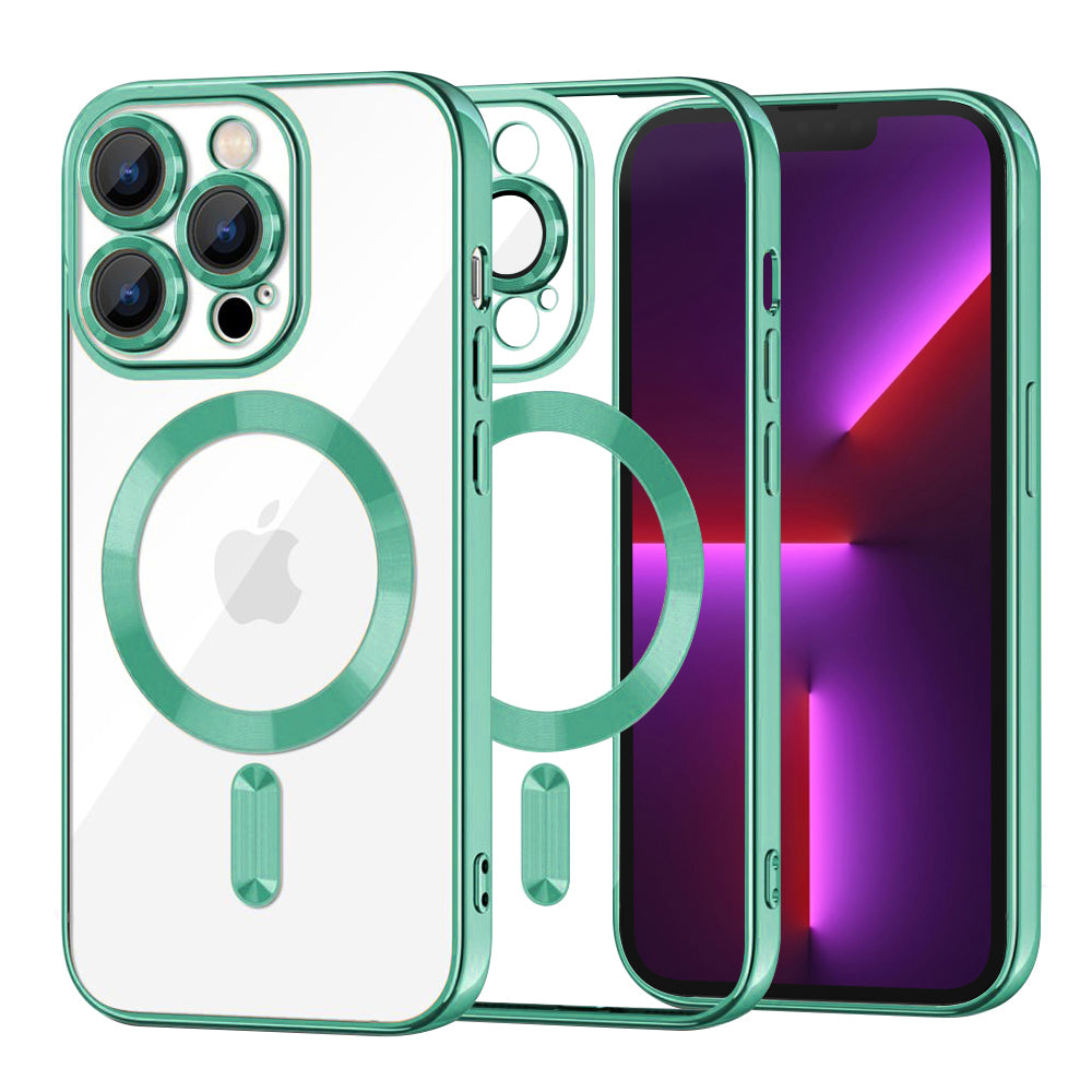 MagSafe Case for Apple iPhone 13 Pro, Techsuit, Luxury Crystal, Light Green
