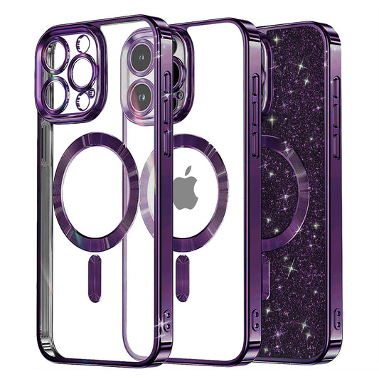MagSafe pouzdro pro Apple iPhone 13 Pro, Techsuit, Luxury Glitter, Tmavě fialové