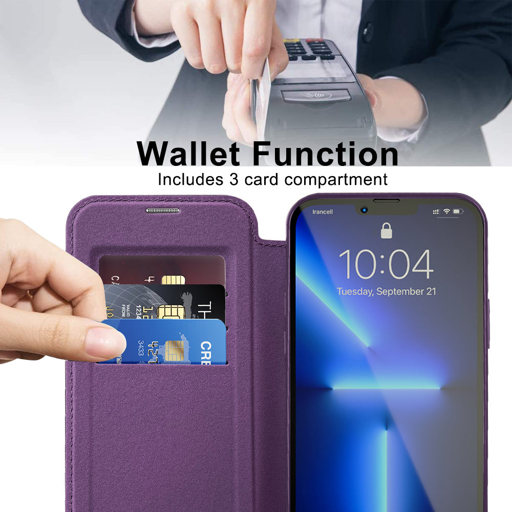 MagSafe Case for Apple iPhone 13 Pro, Techsuit, SmartMag Book, Purple