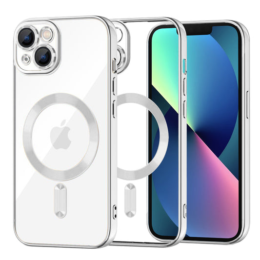 MagSafe pouzdro pro Apple iPhone 13, Techsuit, Luxury Crystal, Stříbrné