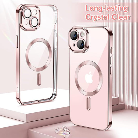 MagSafe pouzdro pro Apple iPhone 13, Techsuit, Luxury Crystal, Růžové