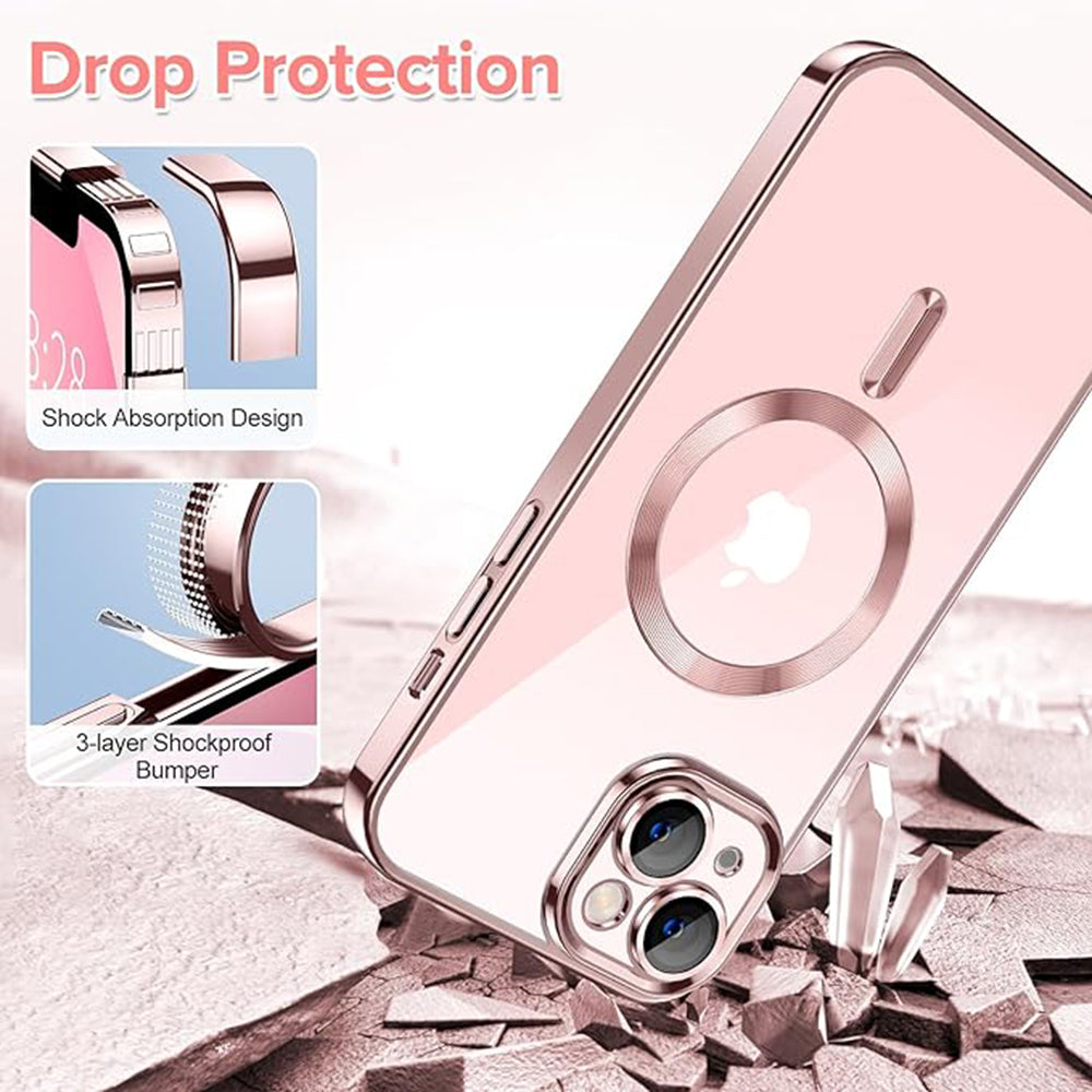 MagSafe pouzdro pro Apple iPhone 13, Techsuit, Luxury Crystal, Růžové