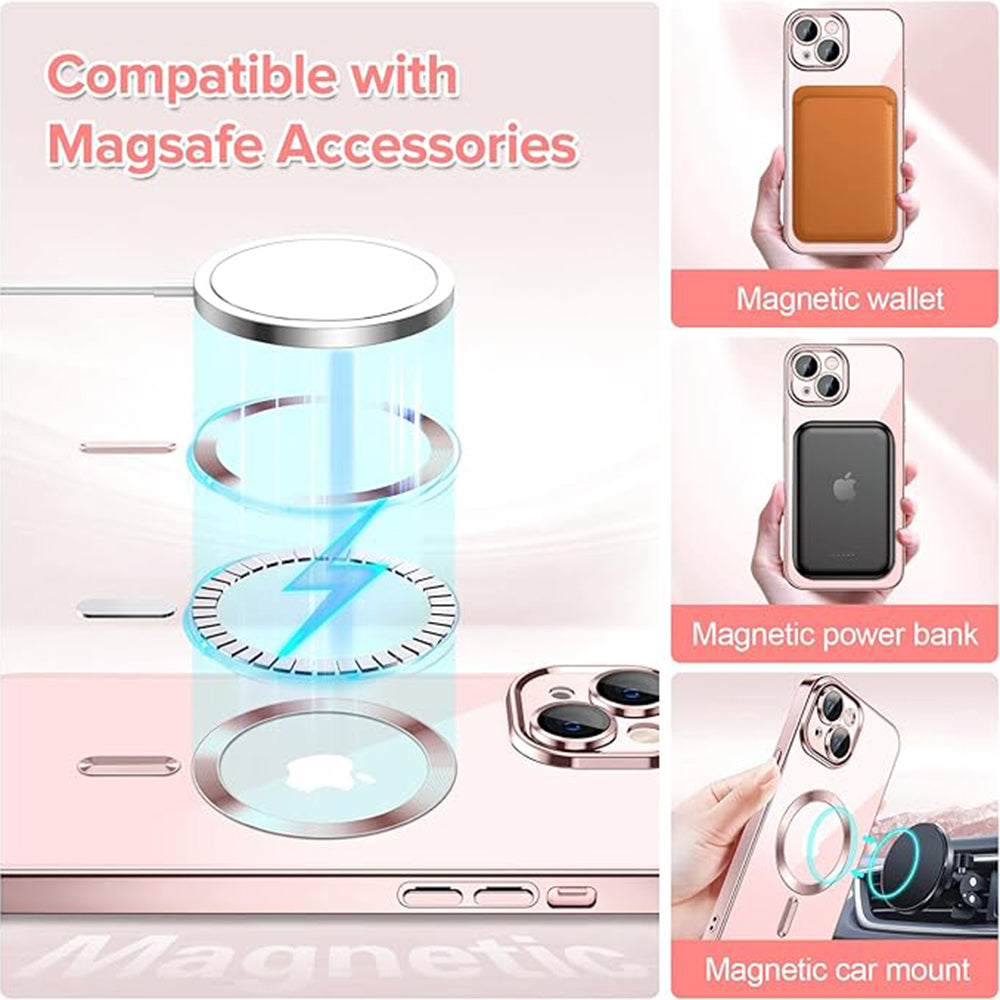 MagSafe pouzdro pro Apple iPhone 13, Techsuit, Luxury Crystal, Růžové