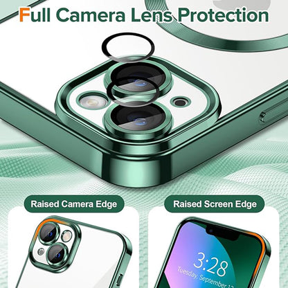 MagSafe pouzdro pro Apple iPhone 13, Techsuit, Luxury Crystal, Tmavě zelené