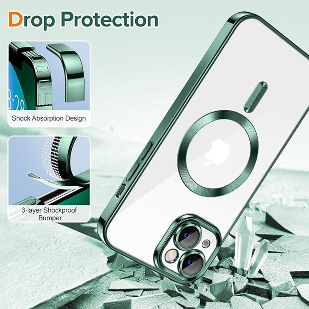 MagSafe pouzdro pro Apple iPhone 13, Techsuit, Luxury Crystal, Tmavě zelené