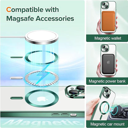 MagSafe pouzdro pro Apple iPhone 13, Techsuit, Luxury Crystal, Tmavě zelené