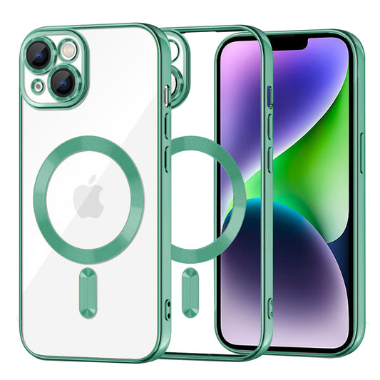 MagSafe pouzdro pro Apple iPhone 14 Plus, Techsuit, Luxury Crystal, Světle zelená