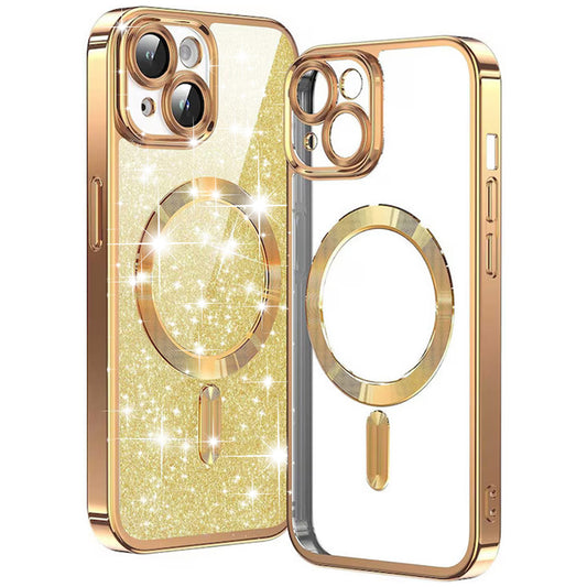 MagSafe pouzdro pro Apple iPhone 14 Plus, Techsuit, Luxury Glitter, Zlaté