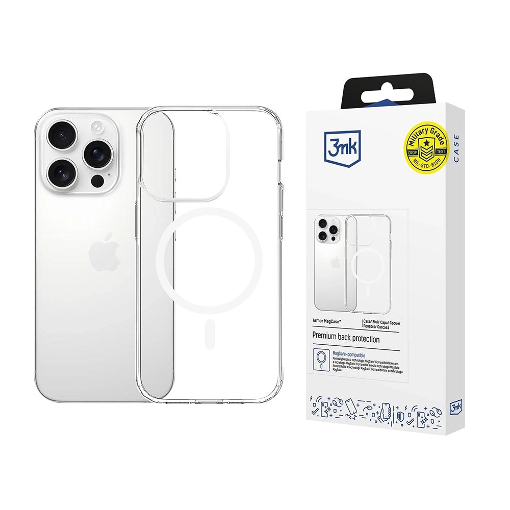 MagSafe pouzdro pro Apple iPhone 14 Pro, 3MK, Armor MagCase, Průhledné