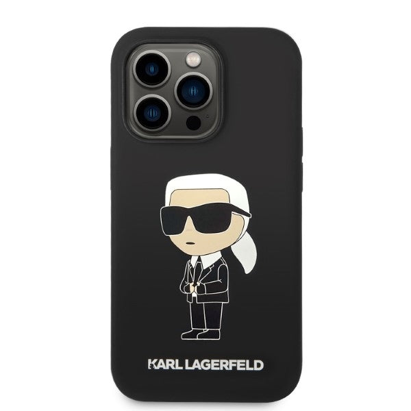Pouzdro MagSafe pro Apple iPhone 14 Pro, Karl Lagerfeld, Silicone Ikonik Karl, Černá