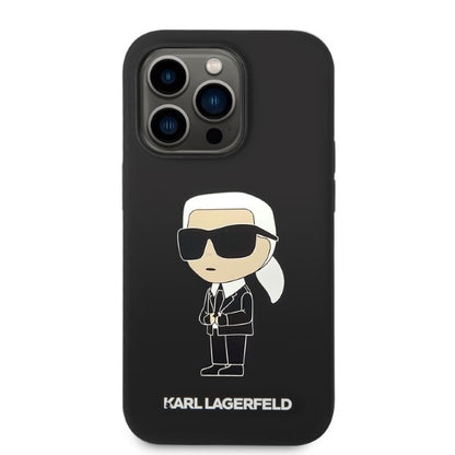 Pouzdro MagSafe pro Apple iPhone 14 Pro, Karl Lagerfeld, Silicone Ikonik Karl, Černá