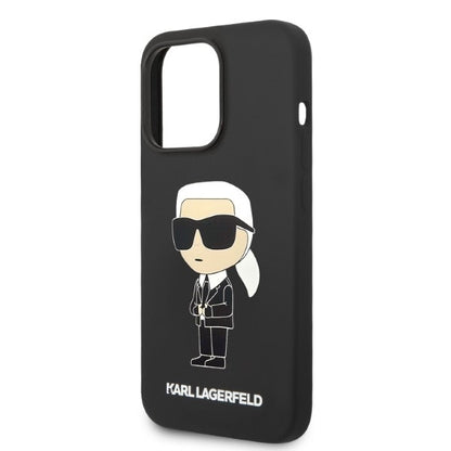 Pouzdro MagSafe pro Apple iPhone 14 Pro, Karl Lagerfeld, Silicone Ikonik Karl, Černá
