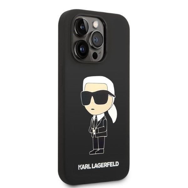 Pouzdro MagSafe pro Apple iPhone 14 Pro, Karl Lagerfeld, Silicone Ikonik Karl, Černá