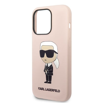 Pouzdro MagSafe pro Apple iPhone 14 Pro, Karl Lagerfeld, Silicone Ikonik Karl, Růžová